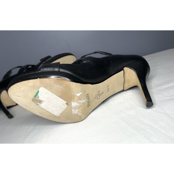 Vintage Cole Haan High Heels Shoes Women 8.5 Black Leather Buckle Strap Open Toe - Picture 8 of 16
